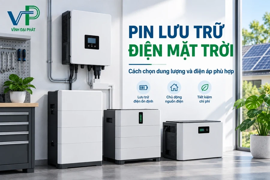 Pin lưu trữ điện mặt trời và cách chọn dung lượng phù hợp